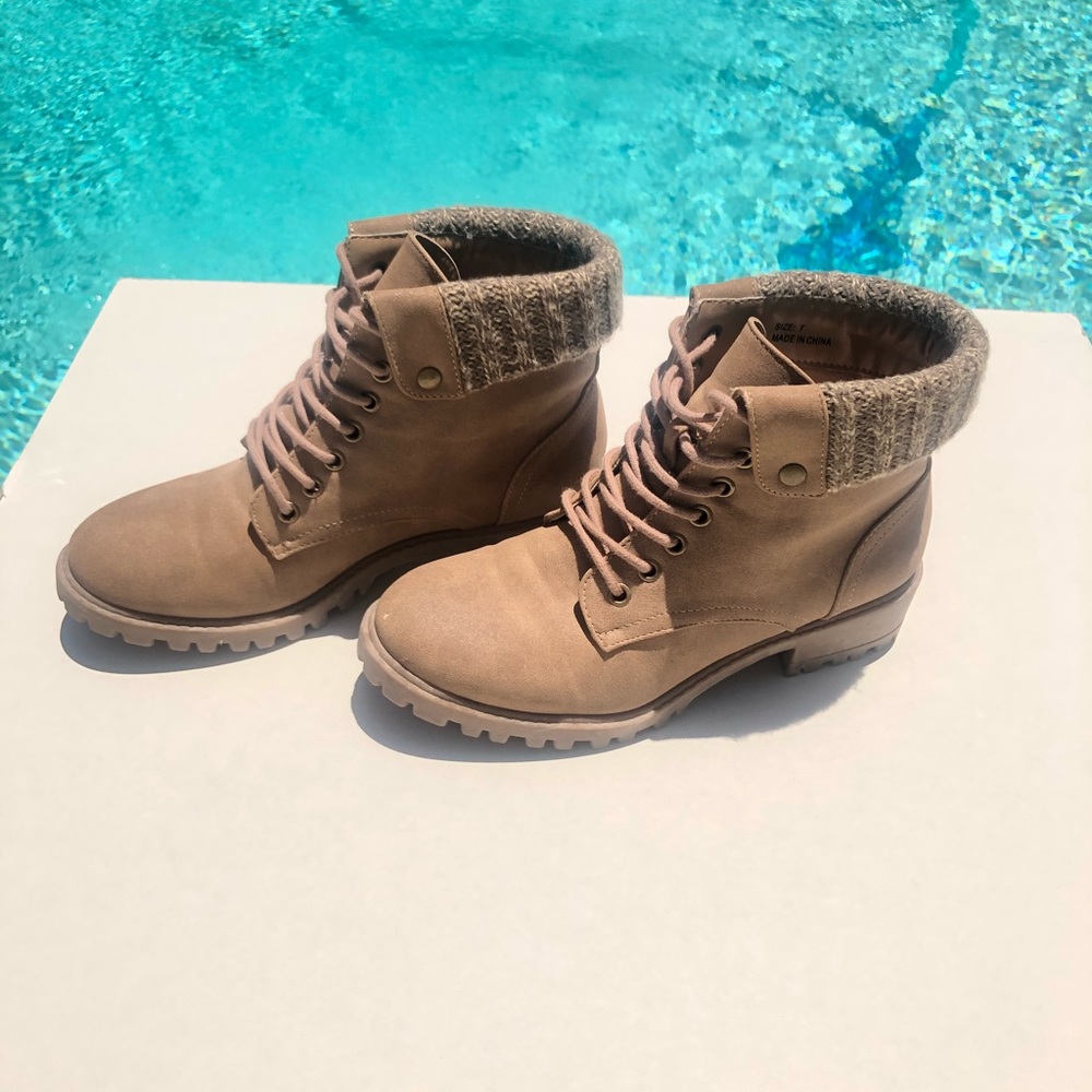 Brown lace up boots